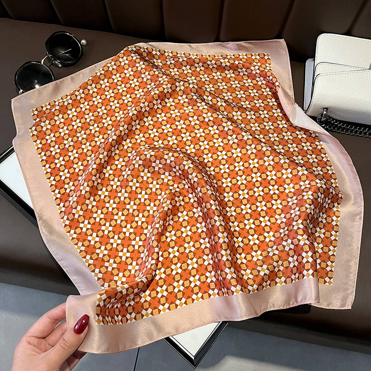 PURPLE FLORAL SILK SCARF ELEGANT SQUARE SCARF_CWASC0626