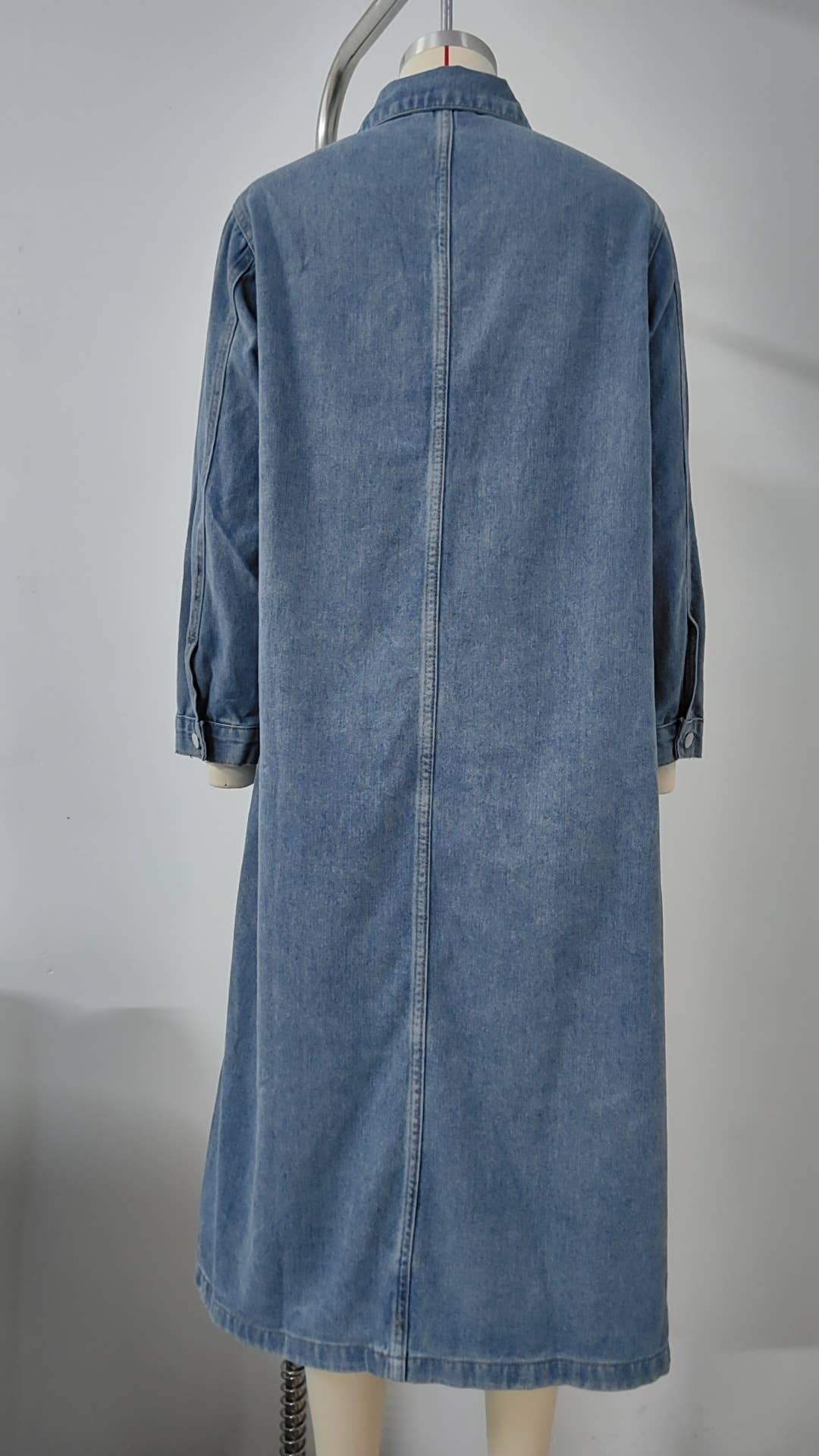 Washed Denim Casual Long Coat Top