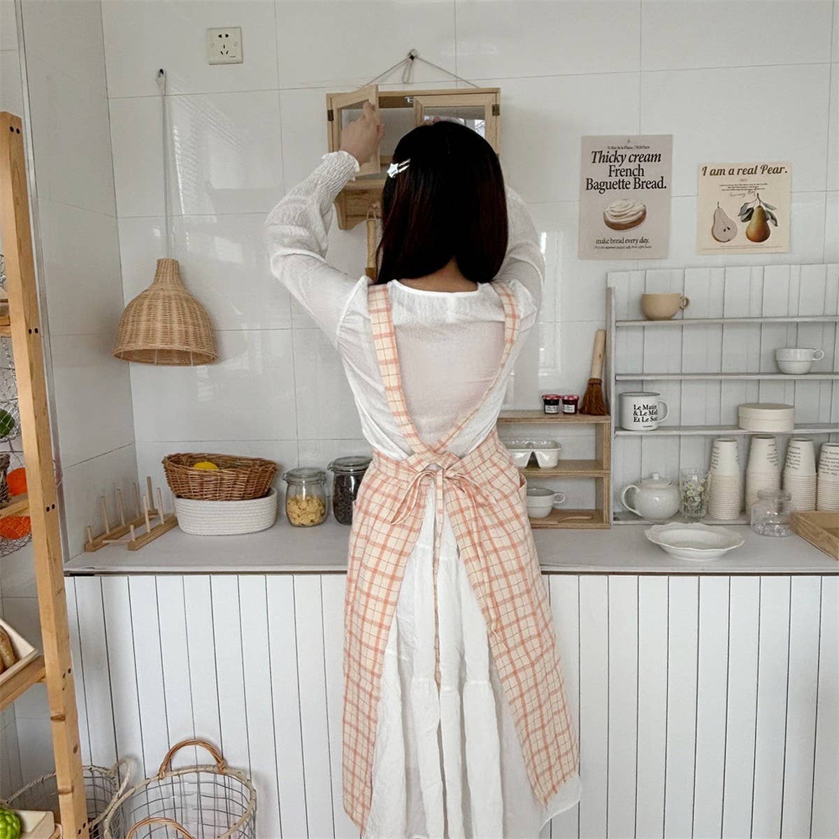 PLAID APRON FOUR COLOR CAFE WORK APRON_CWMM5813