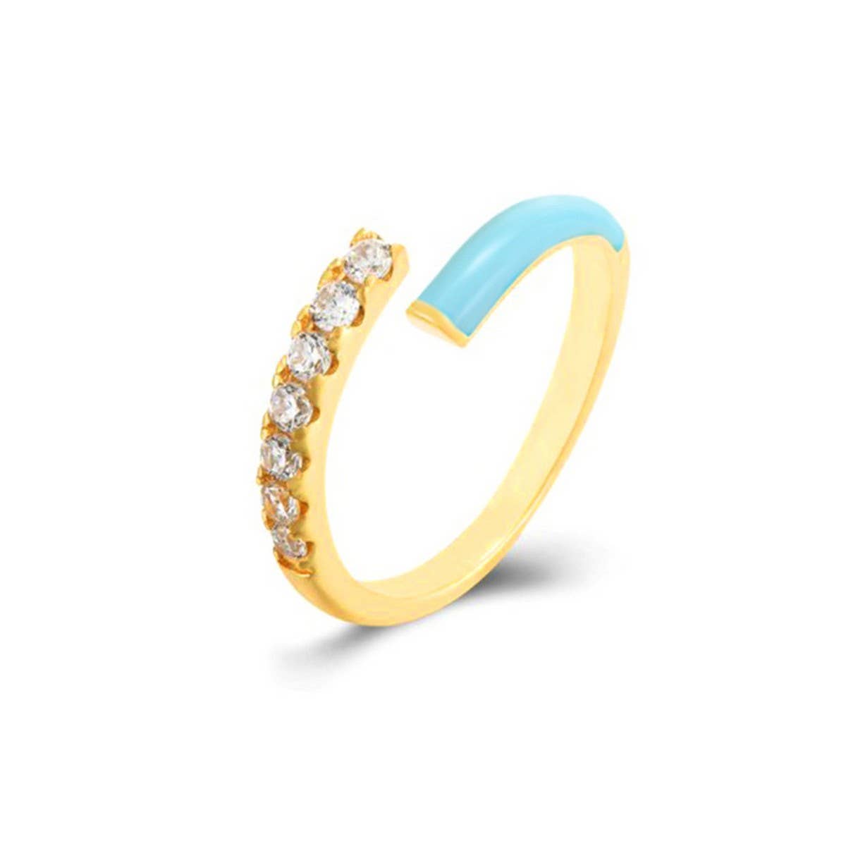 DOUBLE LAYER COLOR OIL DROP OPEN RING_CWAJE1737