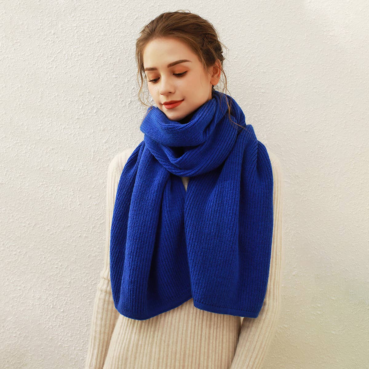 SOLID KNIT FAUX CASHMERE SCARF FOR WOMEN_CWASC0334