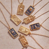 NEW RETRO CLASSIC GOLD TAROT NECKLACE_CWMM5555