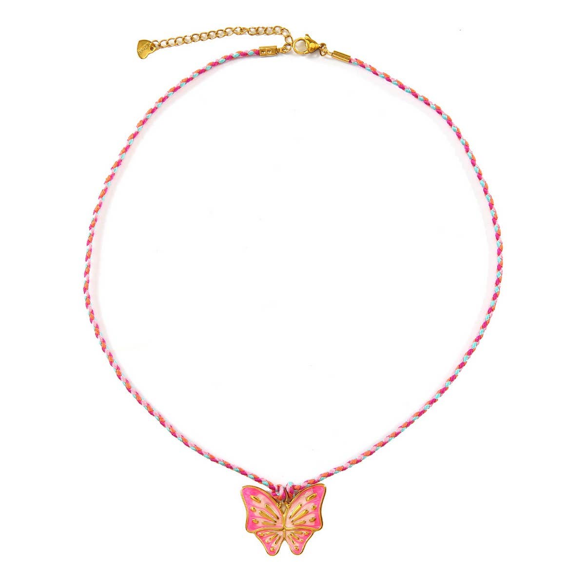 COLORFUL ROPE NECKLACE WITH BUTTERFLY CHARM_CWMM8805