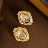 COLORFUL ABALONE EARRINGS WITH DIAMONDS AND ZIRCON_CWMM4353
