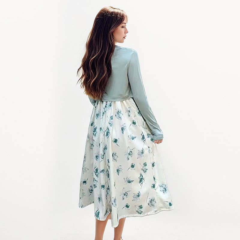 Spaghetti Strap Midi Dress With Knit Cardigan Set