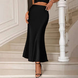 Texture Forged Top Solid Color Fishtail Skirt