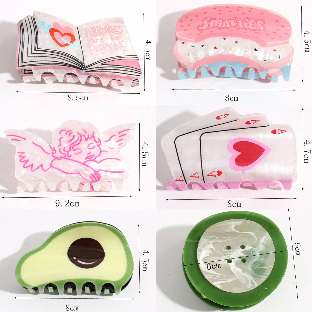 Vintage Acetate Hair Claw Angel Button Clip