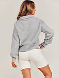 Solid Long-Sleeved Hoodie With Half Zip Collar
