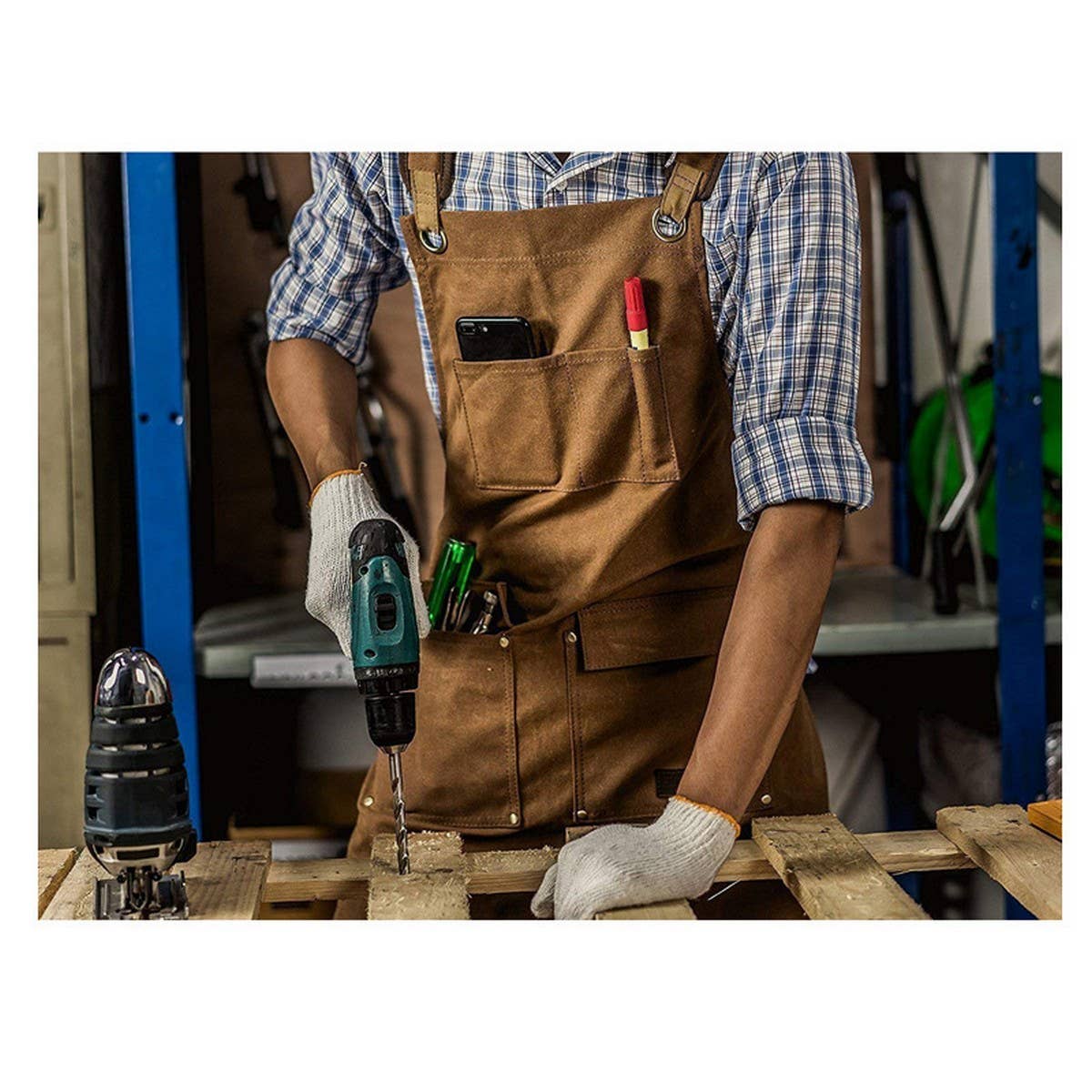 Cwmm1821_Canvas Apron Multi-Functional Outdoor Work Apron