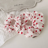 Polka Strawberry Scrunchie Cute Low Pony_Cwaha08168