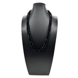 BLACK CRYSTAL KNOT SIMPLE LONG NECKLACE_CWMM4861