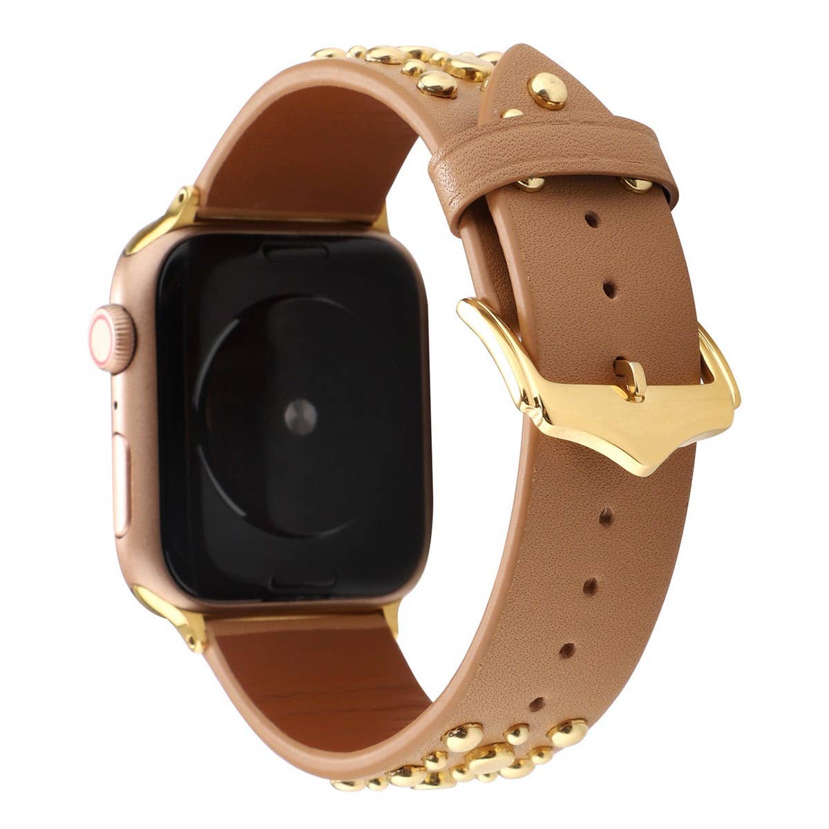 Applewatch9 Iwatch Gold Rivet Genuine Leather Strap_Cwww0084