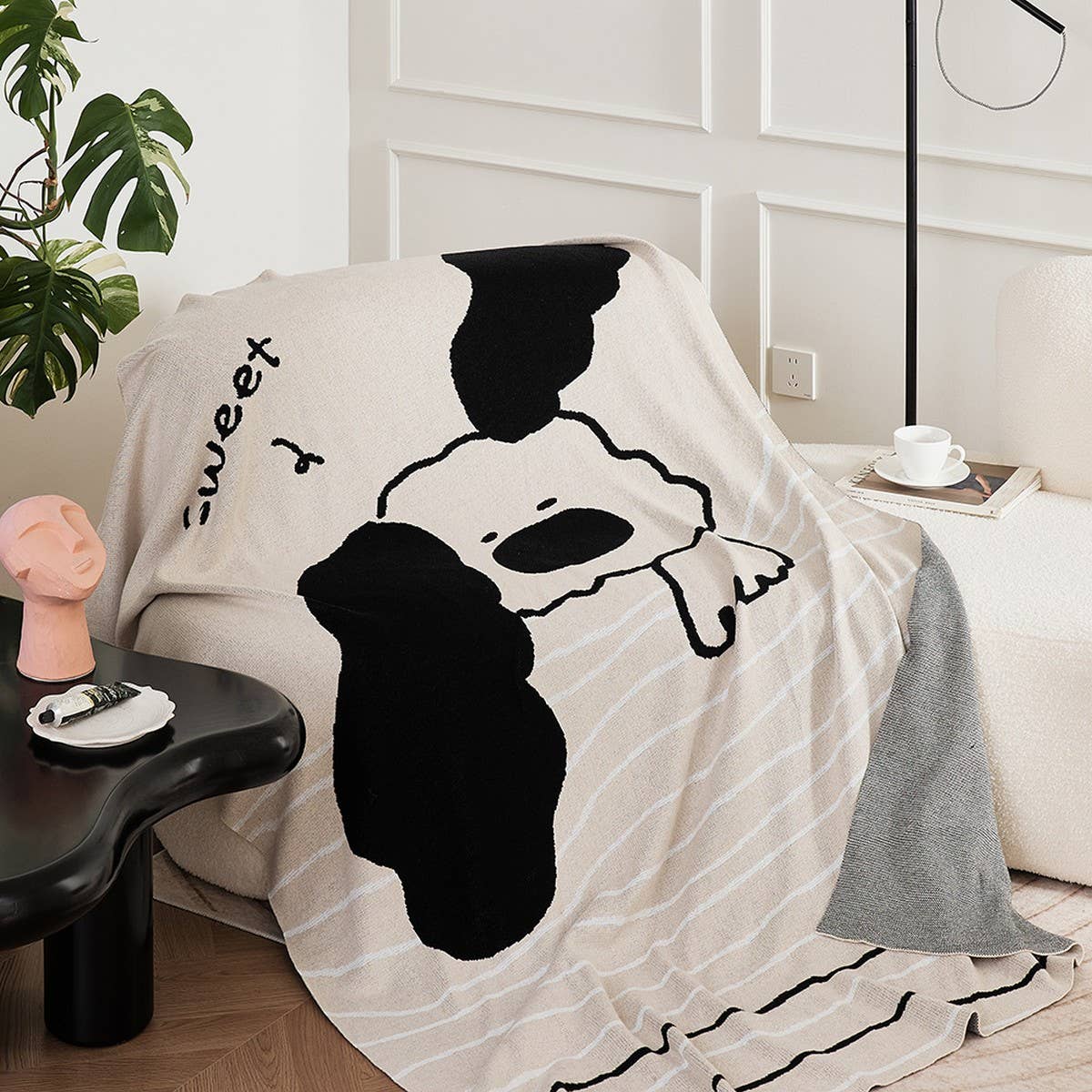 THIN COTTON CARTOON PUPPY KNITTED BLANKET_CWMM2387