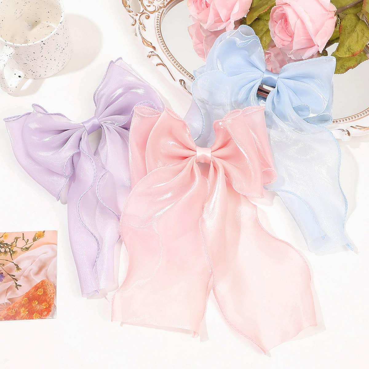 SHINY SILK RIBBON BOW HAIRPIN_CWAHA1631