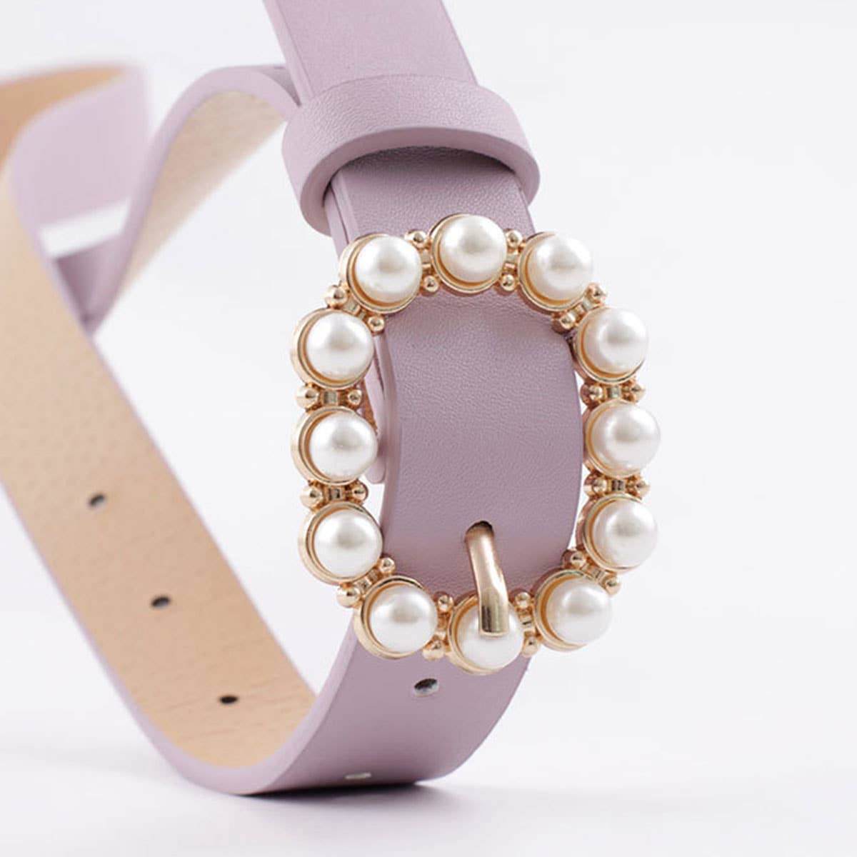 W 0.91"Pearl Buckle Slender Belt For Dresses_Cwabe0197