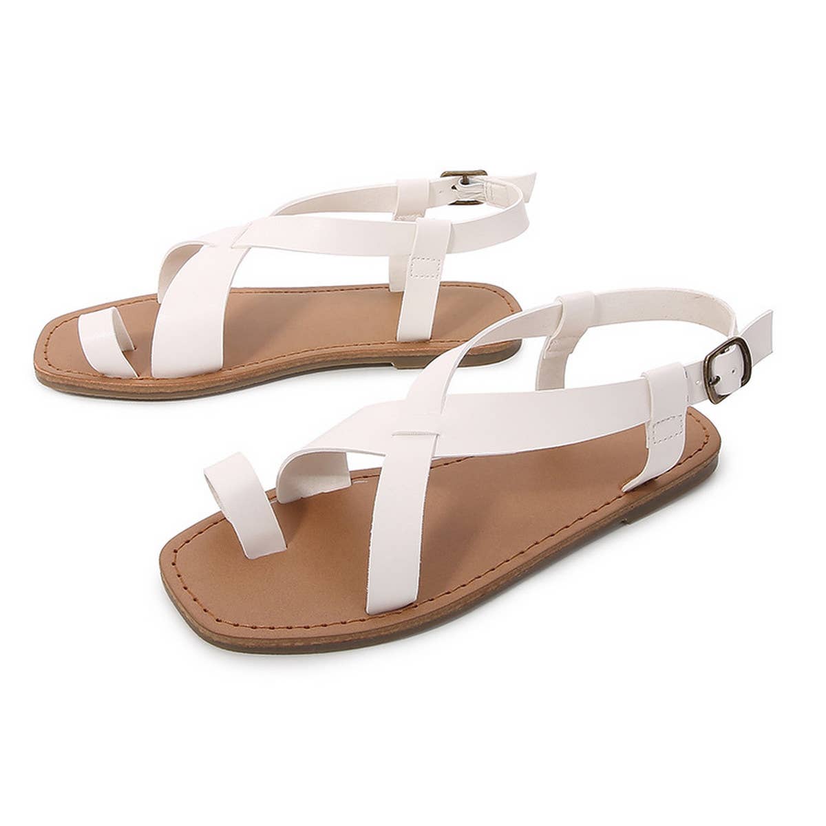 SQUARE TOE SLIP ON SANDALS AND FLATS_CWSHS0654