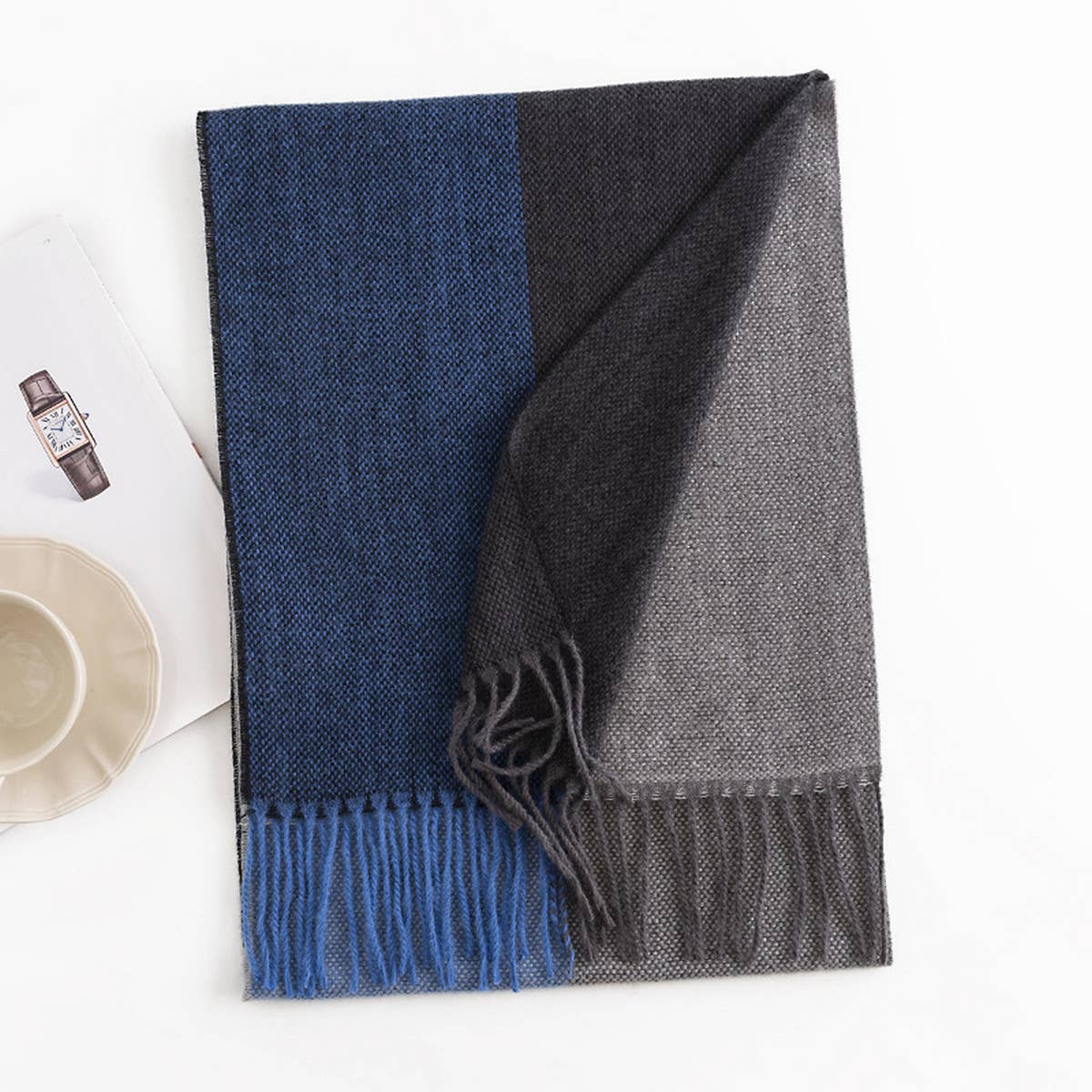 MENS PLAID COLORBLOCK SCARF WINTER WARM STYLE_CWASC0993