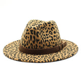 LEOPARD PRINT HAT JAZZ HAT WOOLEN HAT WIDE BRIM HAT_CWAH2579