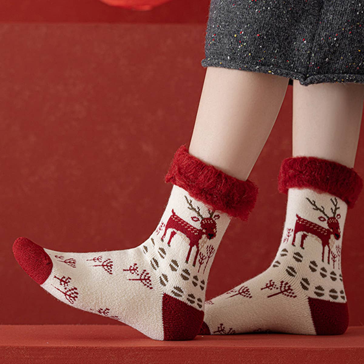 Ultra-Thick Fleece Winter Warm Cartoon Socks_Cwms03159