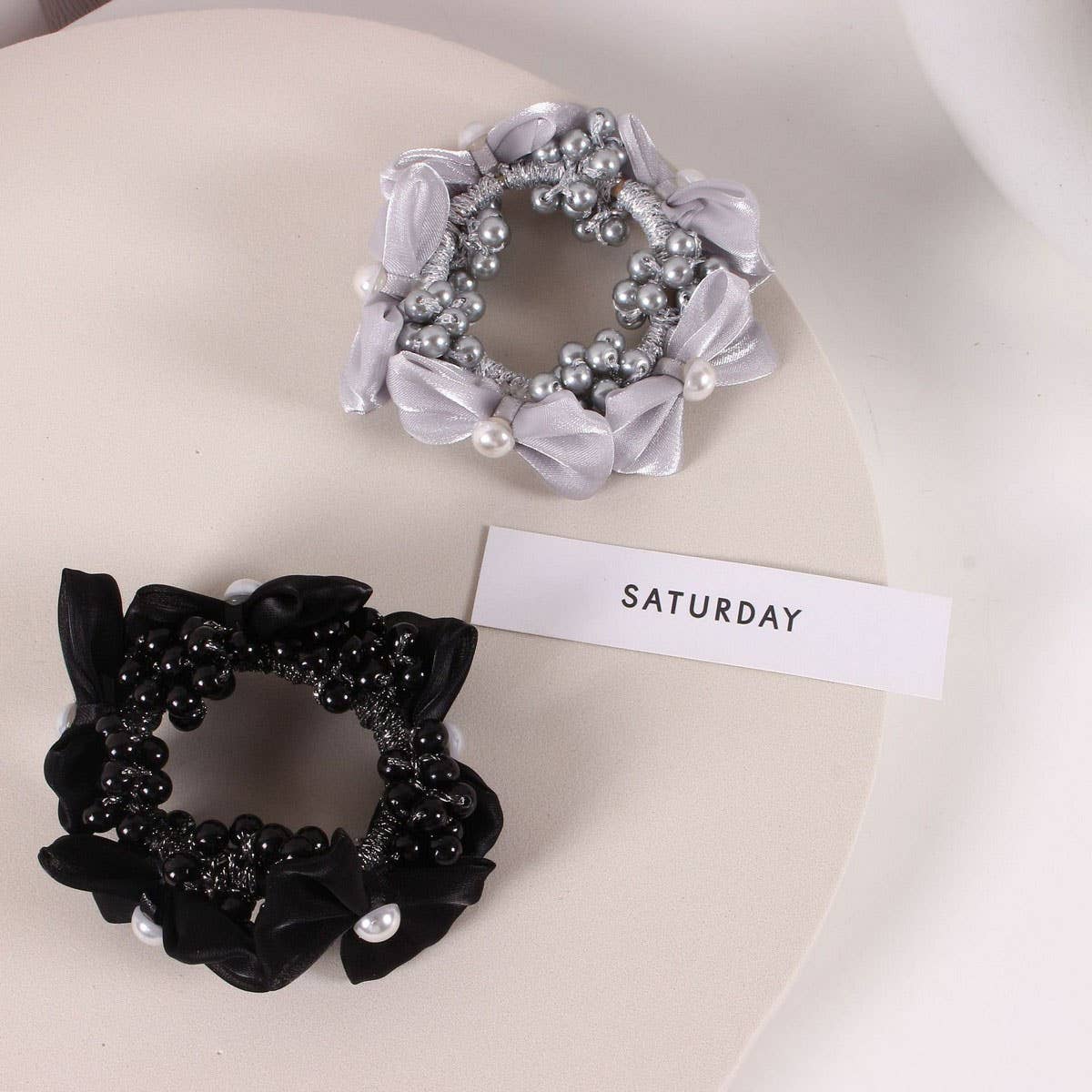 ELEGANT PEARL SATIN BOW ELASTIC HAIR TIE_CWAHA6881