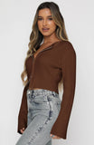 Solid-Color Long-Sleeved Short-Zipped Cardigan