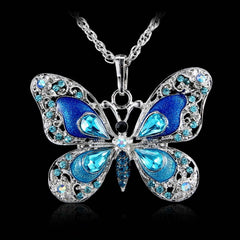Vintage Multicolor Butterfly Necklace