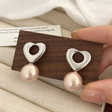 Valentines Day Fashion Retro Heart Pearl Earrings