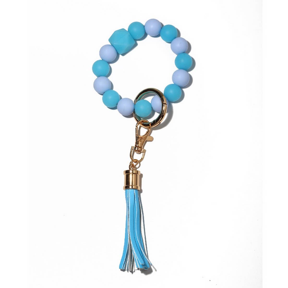 GLOW BEAD BRACELET KEYCHAIN NEON SILICONE WRISTBAND_CWAB5097