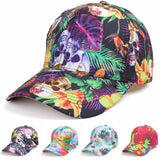 SKULL LEAF PRINT GRAFFITI BASEBALL CAP SUN HAT CWAH1549