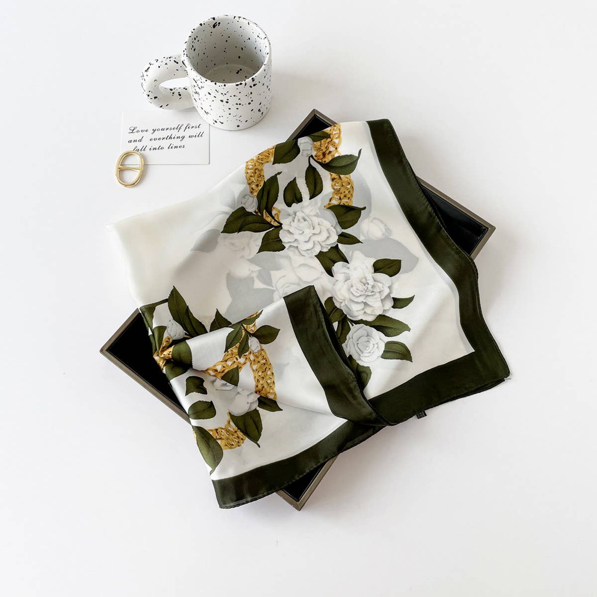 LETTER PRINT SATIN SQUARE SCARF FOR WOMEN_CWASC0810