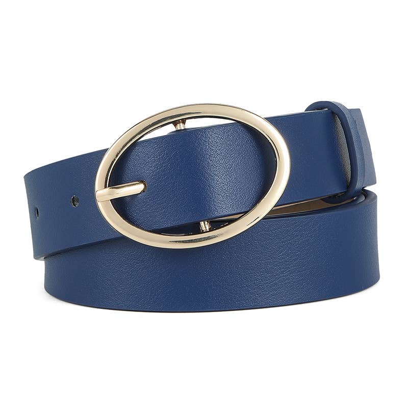 Leopard Print Pu Leather Belt With Round Buckle