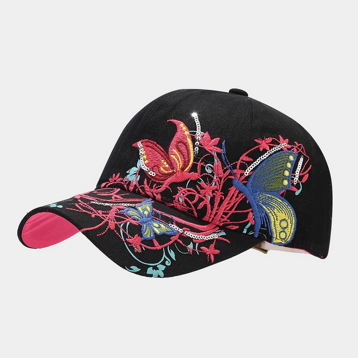 BUTTERFLY EMBROIDERY BASEBALL CAP WOMEN S SUN HAT CWAH1648
