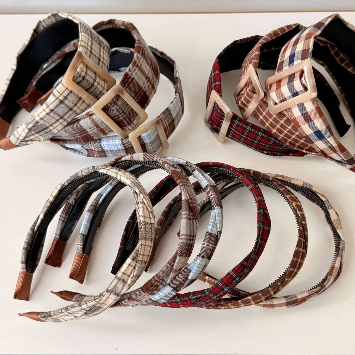 Plaid Buckle Headband College Autumn Style_Cwaha08166