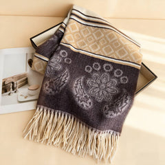Fresh Floral Winter Tassel Scarf Soft Cashmere_Cwasc03248