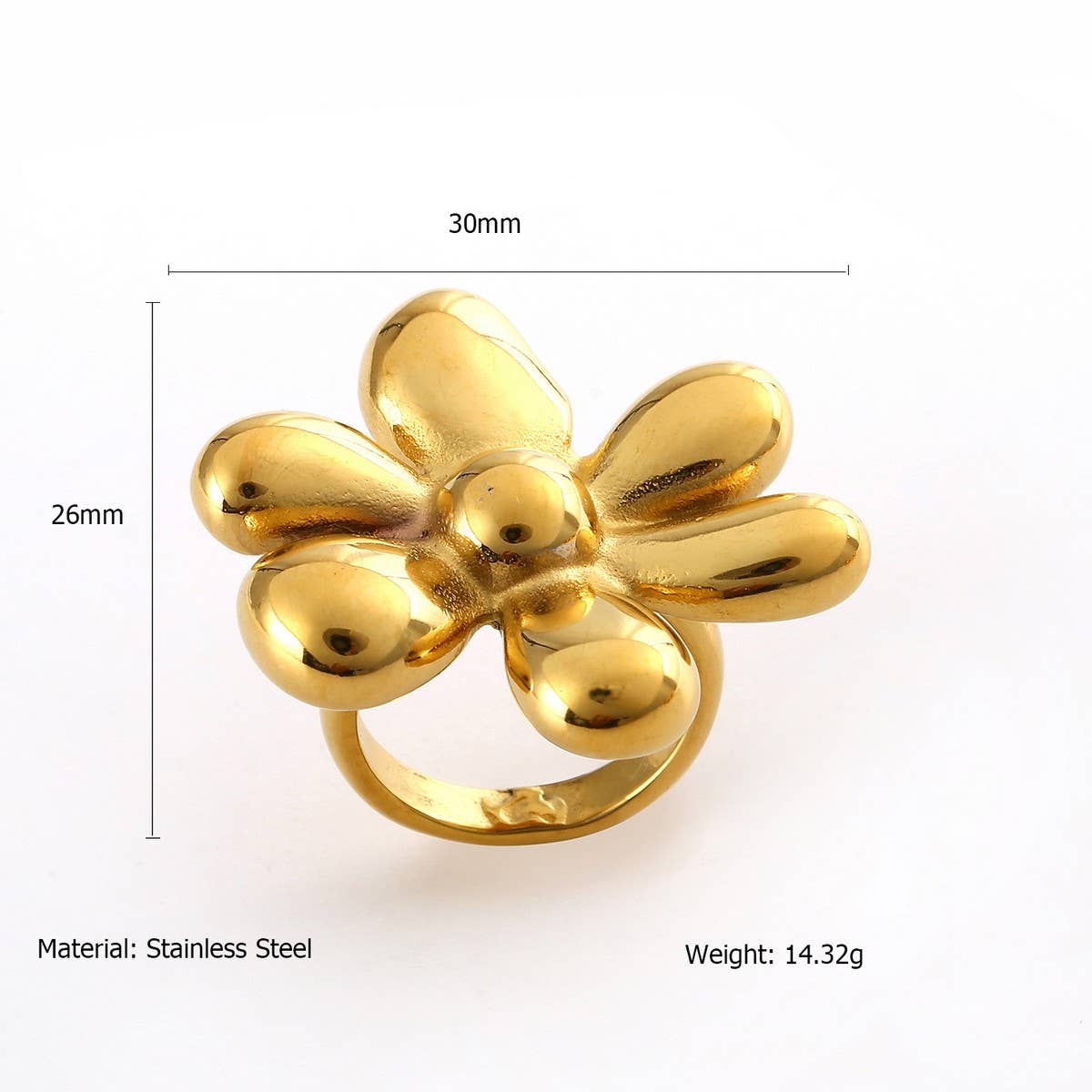 Trendy 18K Gold Plated Steel Statement Ring_Cwmm8937