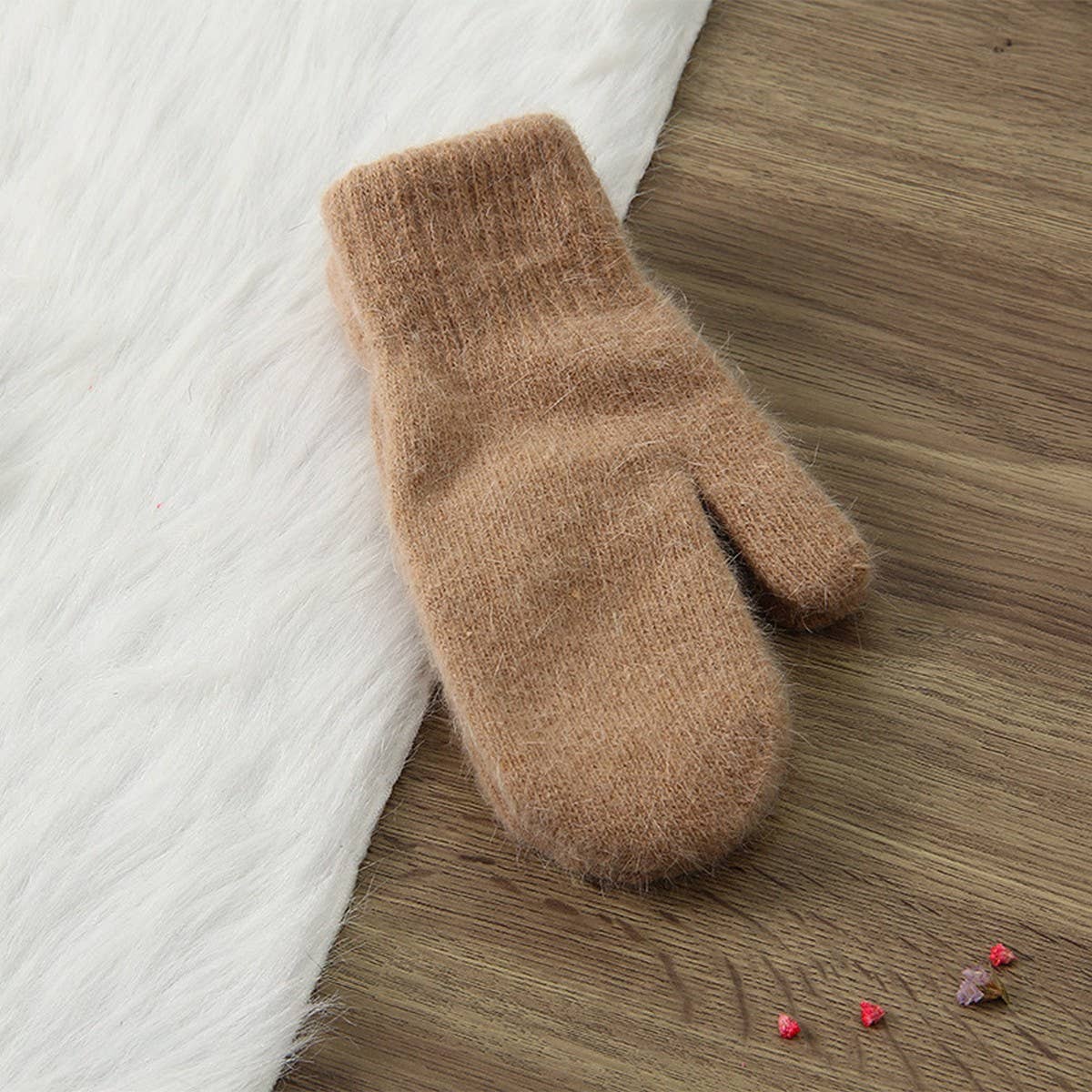 Womens Solid Color Rabbit Fur Full Finger Gloves_Cwag00592