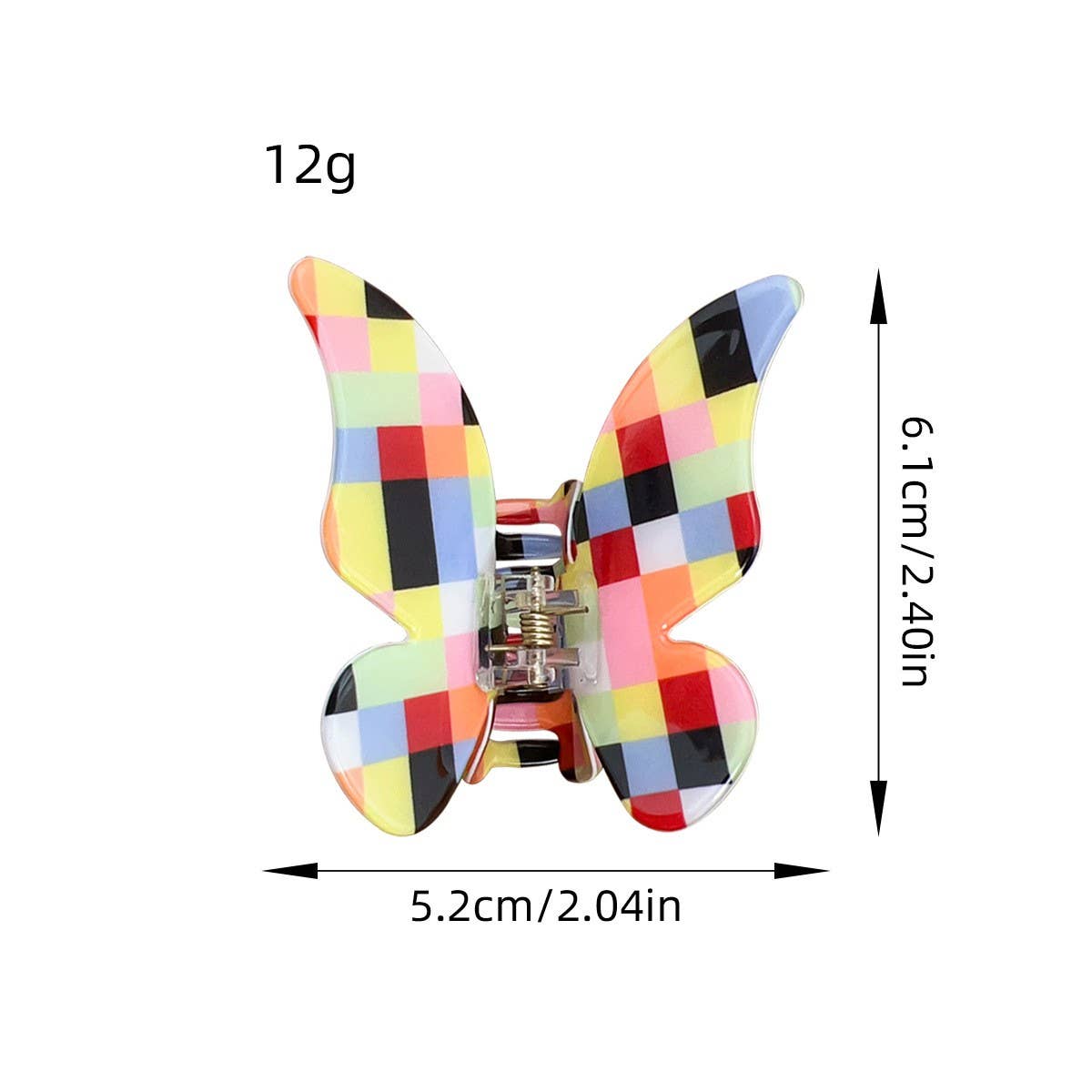 COLORFUL PLAID PVC HAIR CLAW BUTTERFLY COLOR BLOCK_CWAHA1592