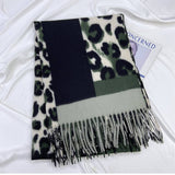 LEOPARD COLORBLOCK SCARF WARM TASSEL WINTER WRAP_CWASC1458