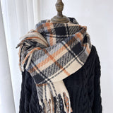 Plaid Thick Scarf Winter Warm Shawl With Tassels_Cwasc1462