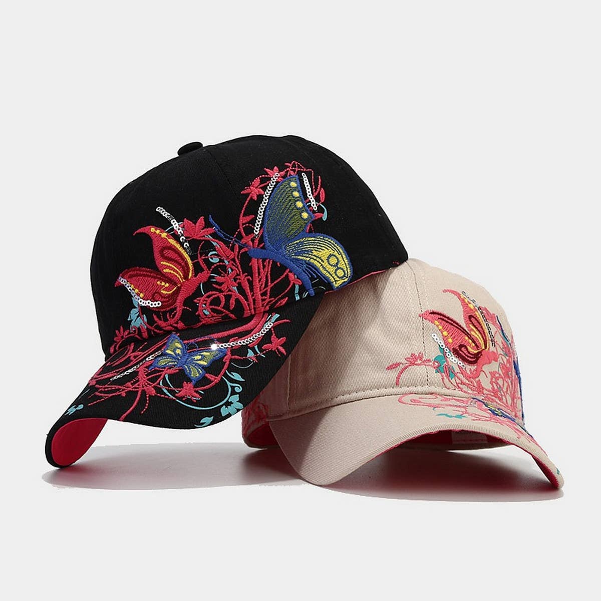 BUTTERFLY EMBROIDERY BASEBALL CAP WOMEN S SUN HAT CWAH1648