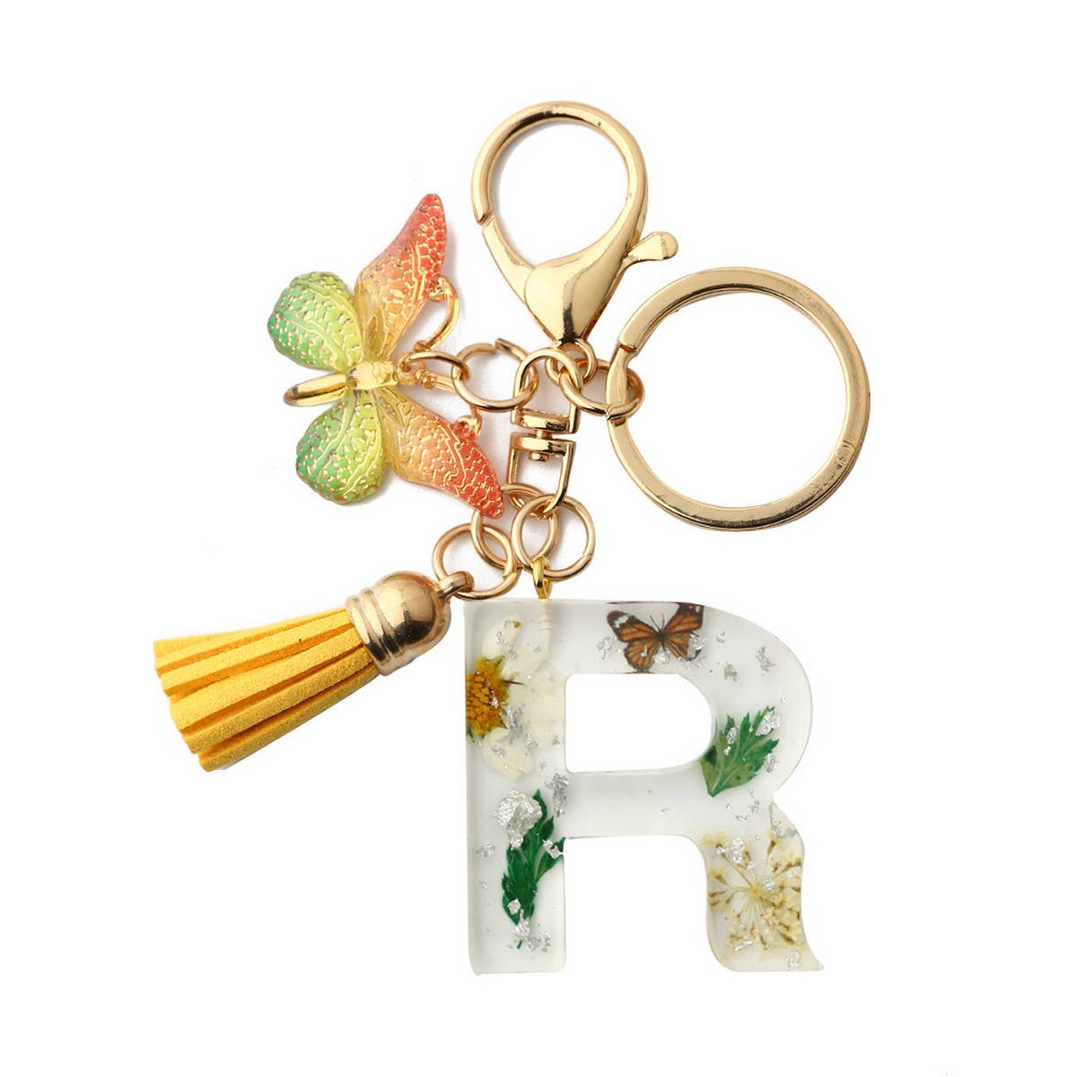 DRIED FLOWER PRINTED LETTER KEYCHAIN_CWMM1305