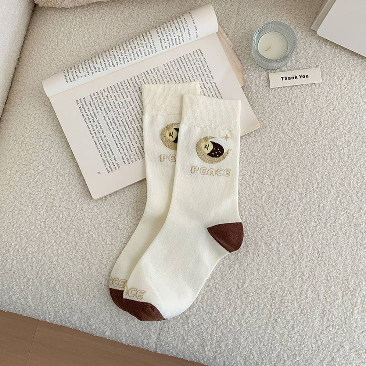 Women Brown Casual Plaid Socks_Cwms0958