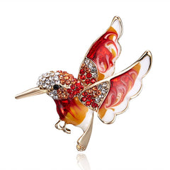 Cwaje2571_Hummingbird Water Drop Painting Oil Animal Brooch
