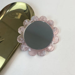 FLORAL HANDHELD ROUND MIRROR PORTABLE MAKEUP MIRROR_CWMM6390