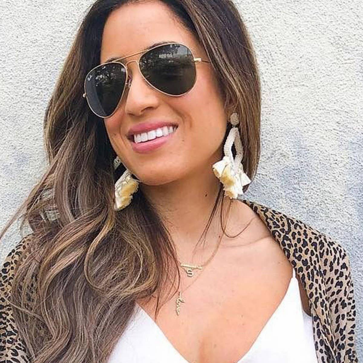 GEOMETRIC DIAMOND SHAPED RICE BEAD TASSEL EARRINGS_CWAJE1043