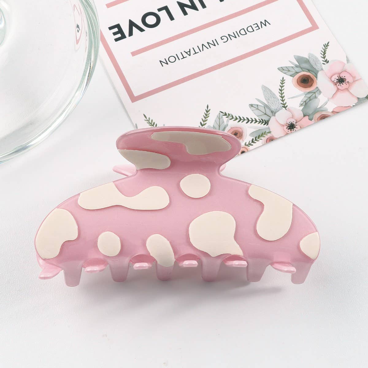 Cwaha1308_Sweet Speckled Milk Stripes Hair Claw Clip