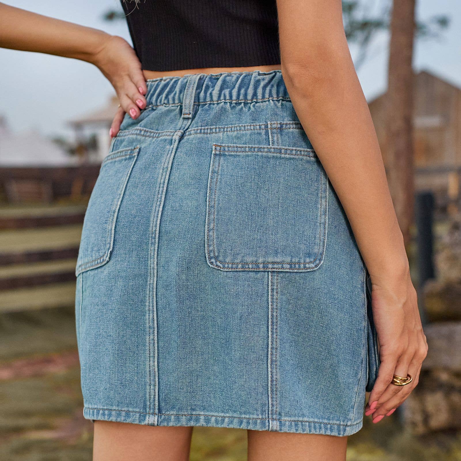 Washed Denim Skirt