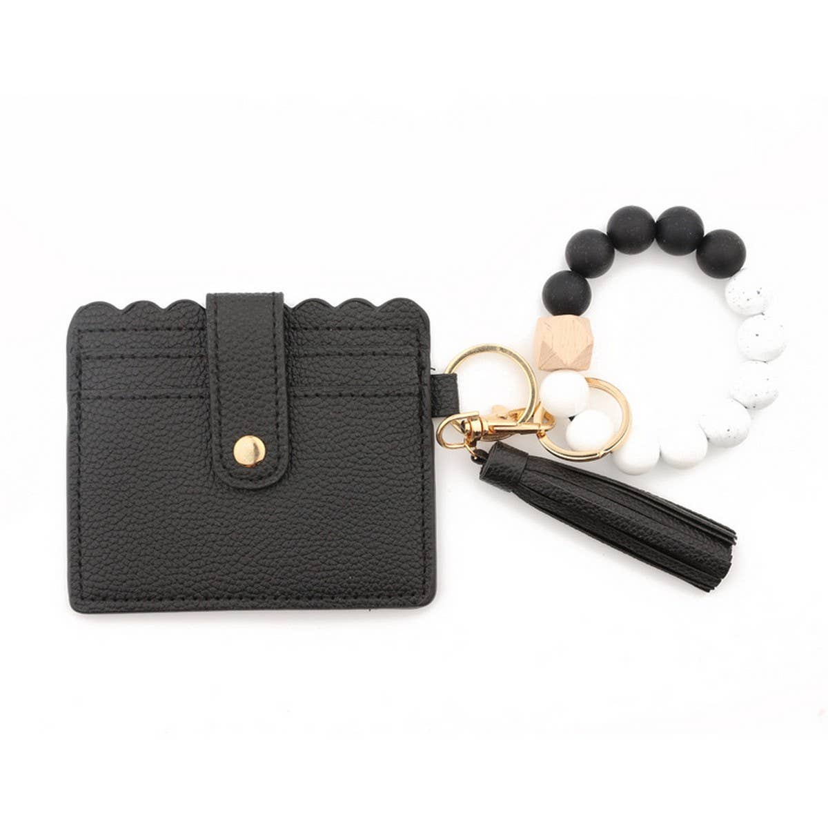 LEATHER CARD BAG TASSEL KEYCHAIN BRACELET_CWAJE0657