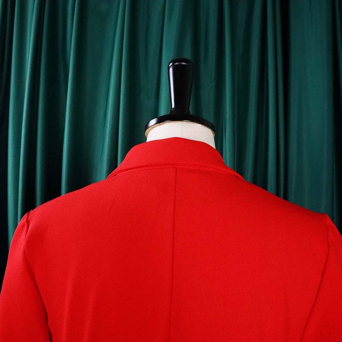 SOLID COLOR ELEGANT SUITCOLLAR PLEATED LAPEL DRESS_CWDMD3718