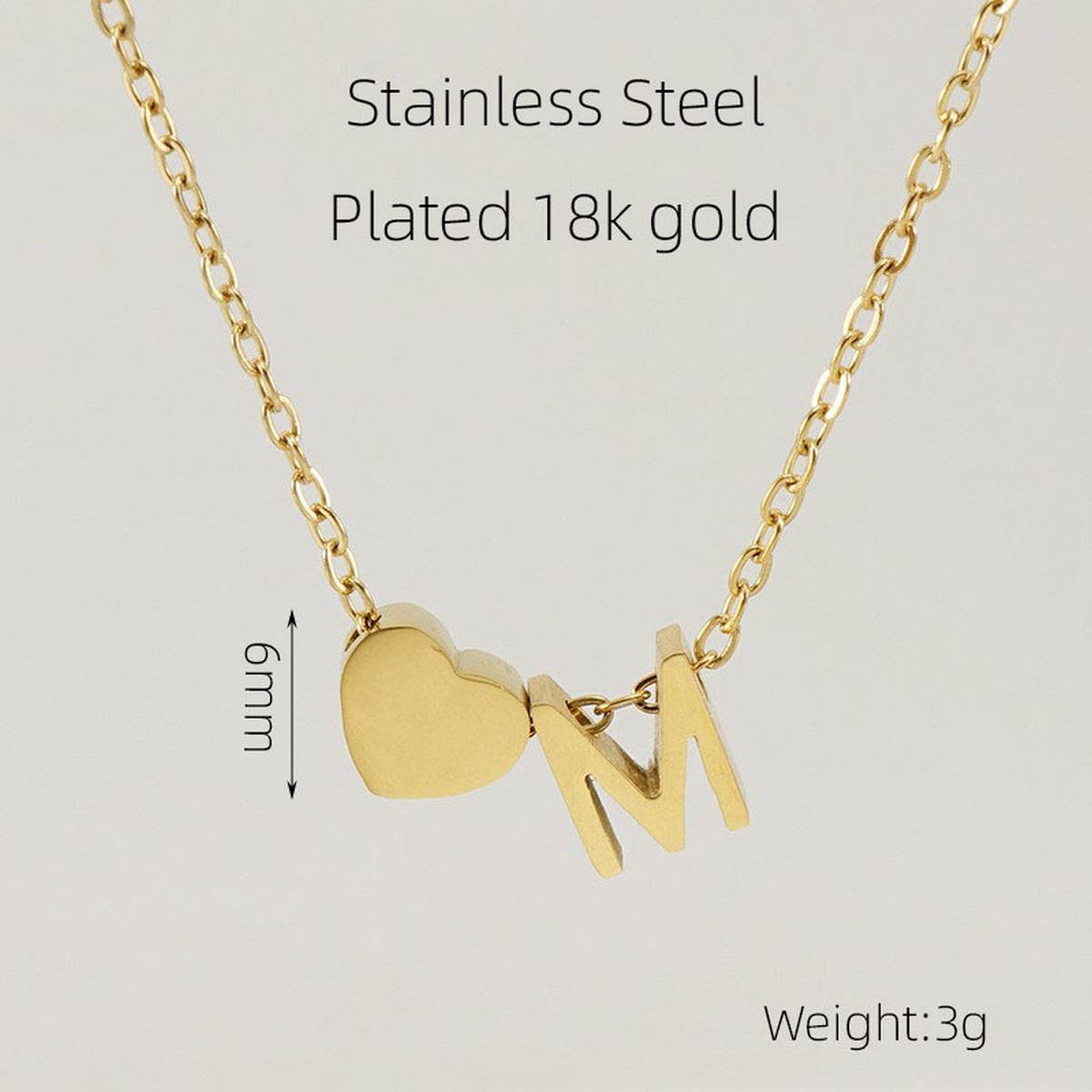 18K GOLD HEART LETTER PENDANT NECKLACE_CWAJE0692